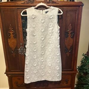 Karl Lagerfeld White Dress with White Floral 3D Appliqué